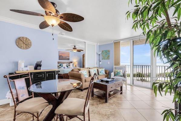 Condo, 1 Bedroom | Living area - Updated Gulf Front Condo On The South End Of Fort Myers Beach! 1 Bedroom Condo by RedAwning (Fort Myers Beach)