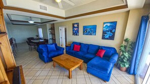 Living area - Spectacular 2 Bedroom Condo on Sandy Beach at Las Palmas Resort B-505 2 Condo by RedAwning (Puerto Peñasco)
