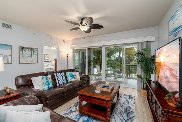 Condo, 2 Bedrooms | Living room - Bella Lago 323 Your Home Away From Home In Paradise! - 7431 Bella Lago Drive 2 Bedroom Condo by RedAwning (Fort Myers Beach)