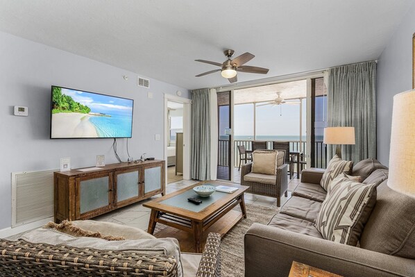 Condo, 2 Bedrooms | Living area - Fantastic Gulf Front Condo On The North End Of The Island - Beach Villas # 504 2 Bedroom Condo by RedAwning (Fort Myers Beach)