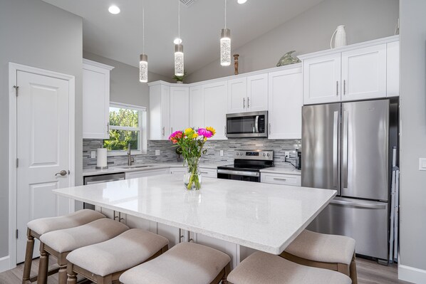 Private kitchen - Beautiful New Build Private Pool Home On The North End Of Fort Myers Beach! 3 Bedroom Home by RedAwning (Fort Myers Beach)