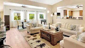 TV, fotballspill, bøker og kontorer