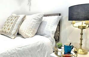 Individually furnished, desk, laptop workspace, iron/ironing board