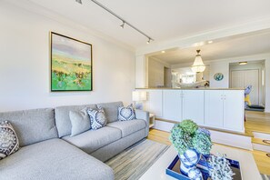 Televisión, chimenea y libros 