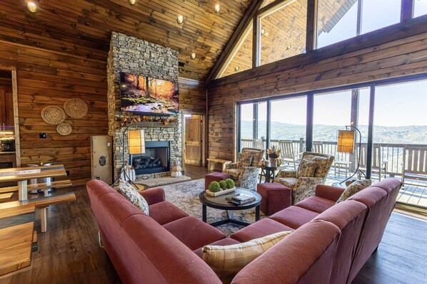 Smart TV, fireplace, DVD player, computer monitors