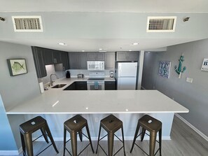 Fridge, microwave, oven, stovetop - Beautiful, two bedroom, ocean front Penthouse condo. (North Myrtle Beach)