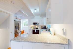 Fridge, microwave, oven, stovetop - Inviting home + apartment near beach with furnished deck, yard, & grill (Bourne)