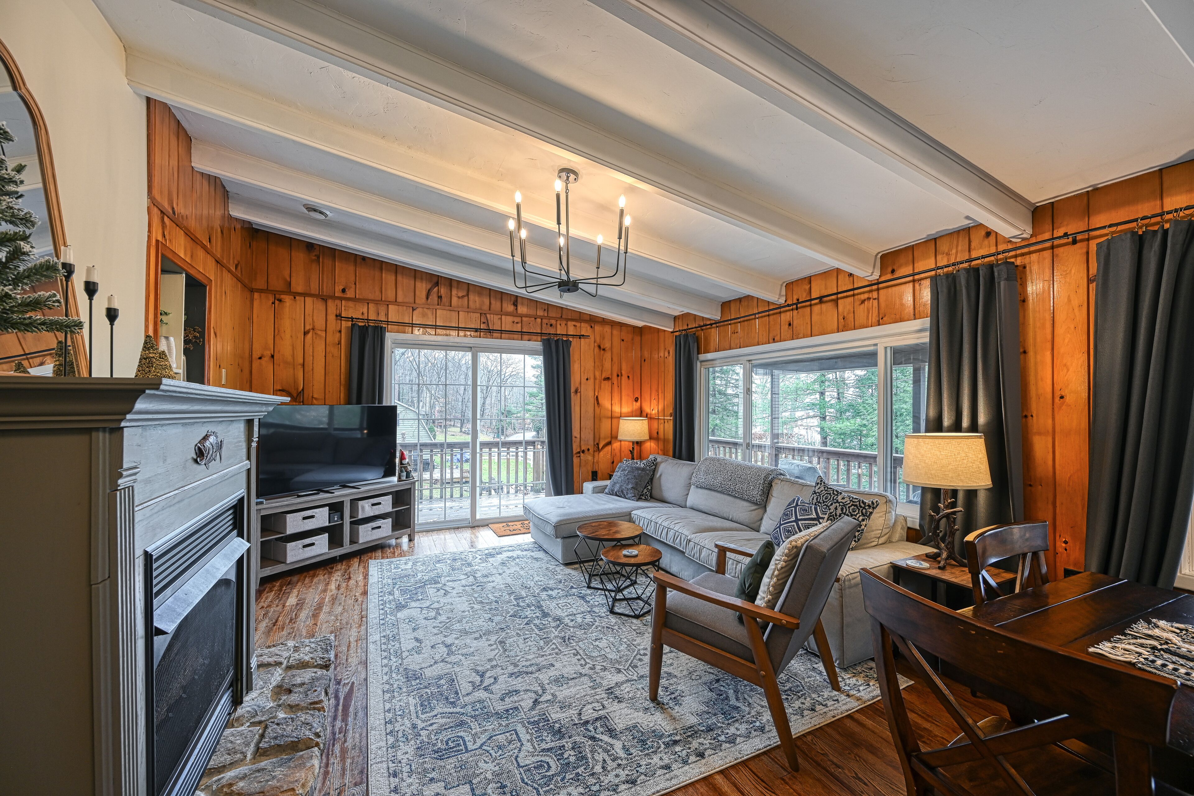 Recently updated lake-access home with dock slip, private hot tub & firepit