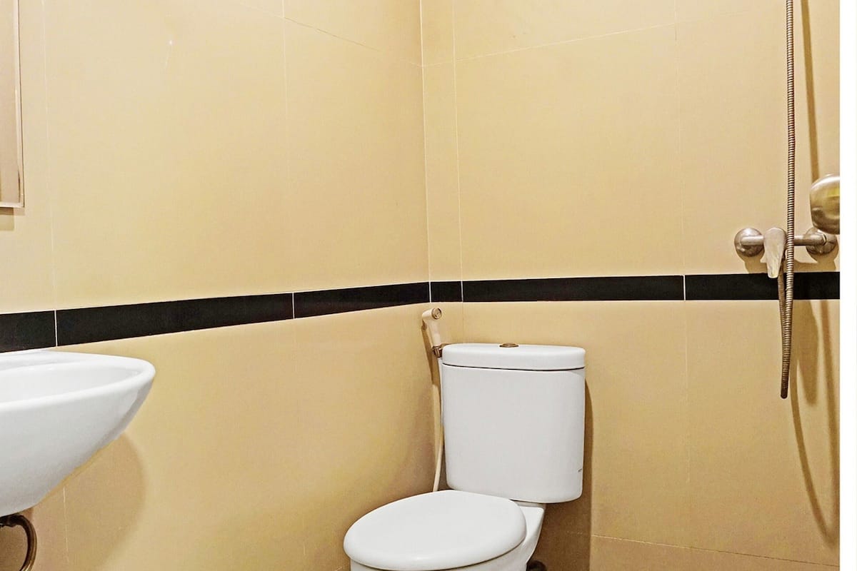 shower, rainfall showerhead, towels, toilet paper