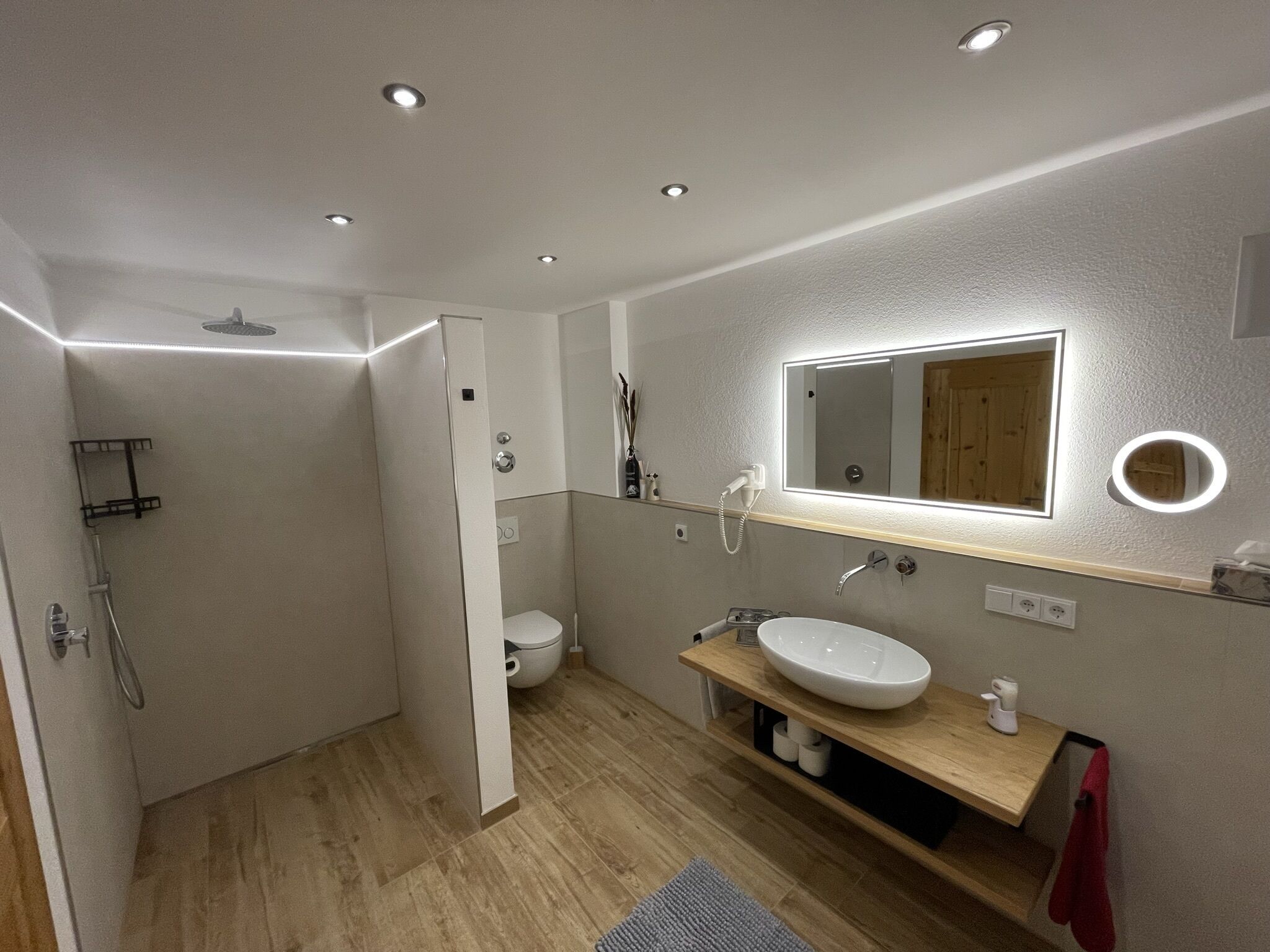 Dusche, Haartrockner, Handtücher