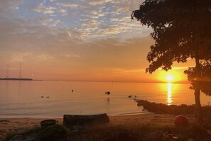 Plage, chaises longues, serviettes de plage