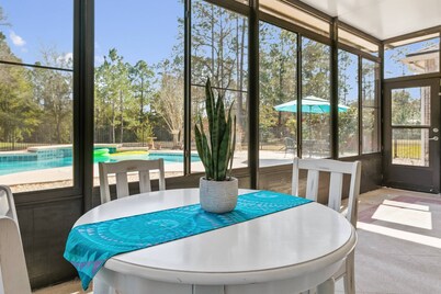 Relax in our cozy 3 BR home with a spacious master suite with soaking tub, large yard, pool, BBQ