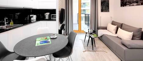 Apartment | Private kitchen | Mini-fridge, stovetop, dishwasher, coffee/tea maker