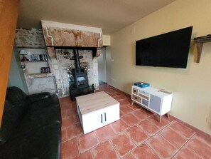 Télévision, cheminée, lecteur de DVD, médiathÚque