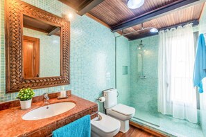 Regadera, bidet, toallas 