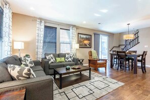 TV, fireplace, offices