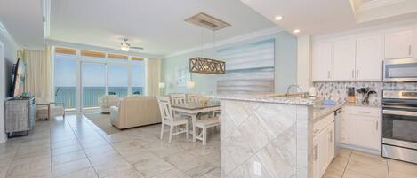 Fridge, microwave, oven, dishwasher