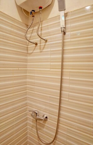 Shower, towels, toilet paper