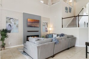 Smart TV, fireplace, video games