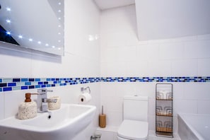 Bathtub, hair dryer