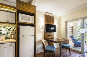 Fridge, microwave, dishwasher, coffee/tea maker