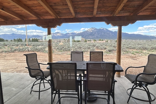 Patio with mountain views