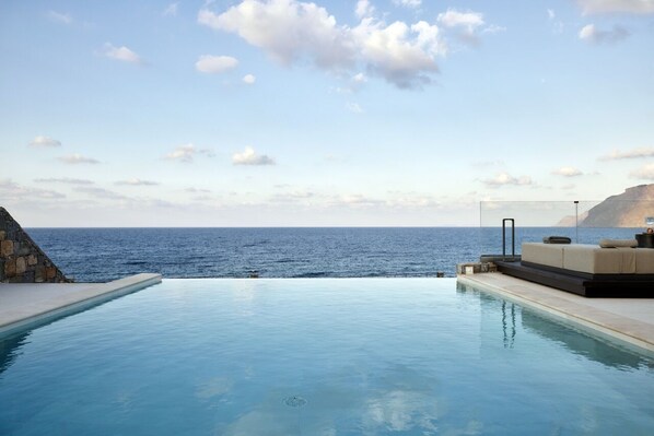 An infinity pool, a heated pool