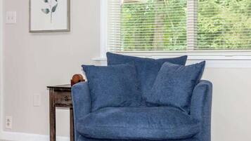 Smart TV, caminetto, tavolo da calcetto, libri