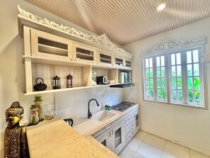 Fridge, microwave, stovetop, coffee/tea maker - Villa Carissa: Private Pool in Seminyak Center, Bali (Bali)