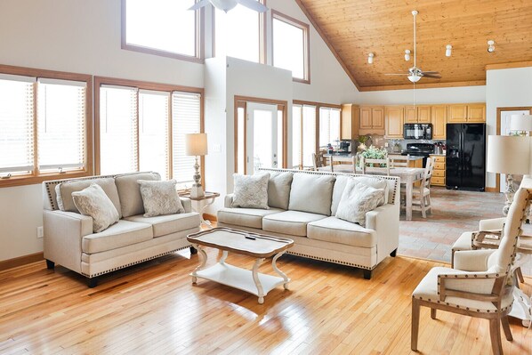 Smart TV, fireplace, video games, table football