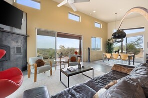 House, 2 Bedrooms | Living area - Jackalope Junction-pool, Hot Tub, Fire Pit, Bbq & Desert Views! 2 Bedroom Home by RedAwning (Pioneertown)