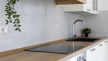 Frigorifero, forno, piano cottura, lavastoviglie