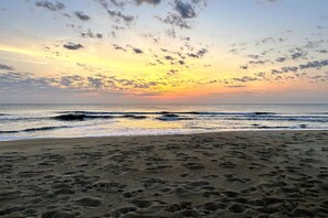 On the beach, sun-loungers, beach towels - Sand Life - Pelican's Southern Nest! - Pet Friendly! (Kill Devil Hills)