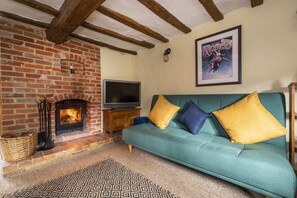 TV, fireplace - Buttercup Cottage, Hartest (Bury St Edmunds)