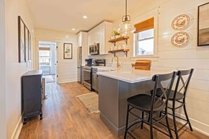 Fridge, microwave, oven, stovetop - Charming Downtown Farmhouse Apartment #2 (West Dundee)