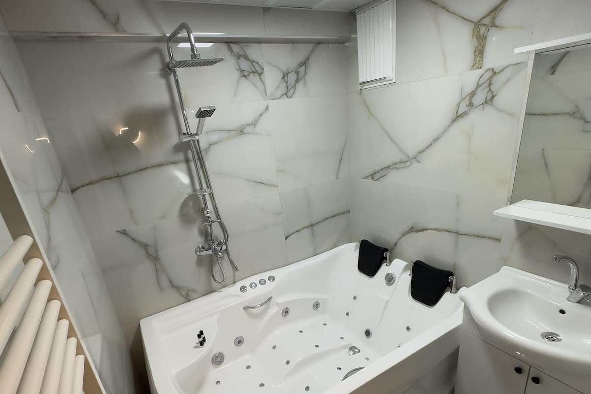 Hair dryer, bathrobes, slippers, bidet