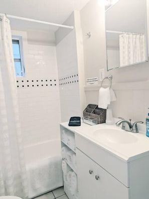 Bathtub, hair dryer