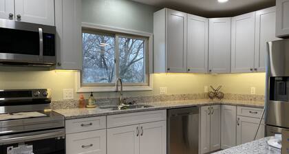 Newly Remodeled Brick Home with wall Sculptures by the Airport