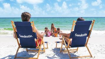 Sun-loungers, beach towels