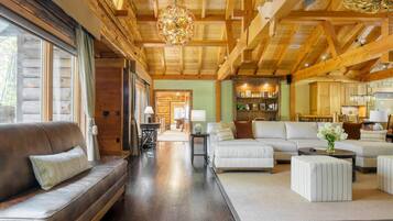 TV, fireplace, foosball