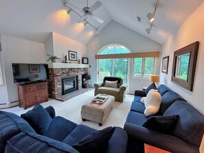 TV, fireplace