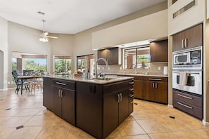 Coffee/tea maker, fridge, microwave, oven - Hillside Tranquility - Desert Views, Heated Pool, Outdoor Kitchen & Light-Filled Luxury (Fountain Hills)
