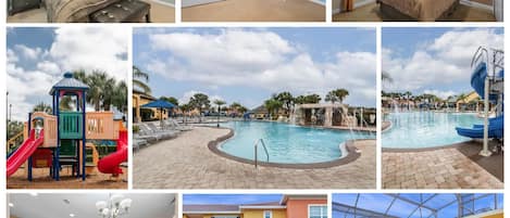 Outdoor pool, pool loungers