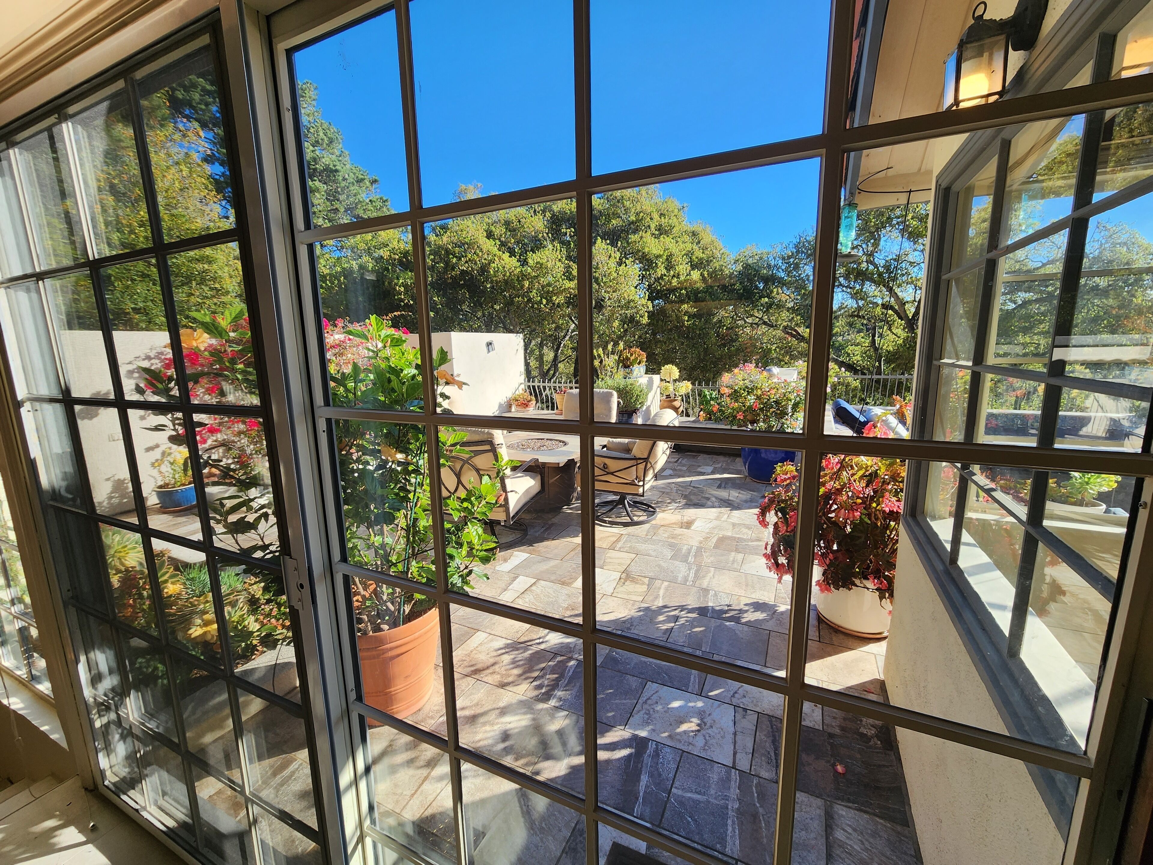 view of deck from family room