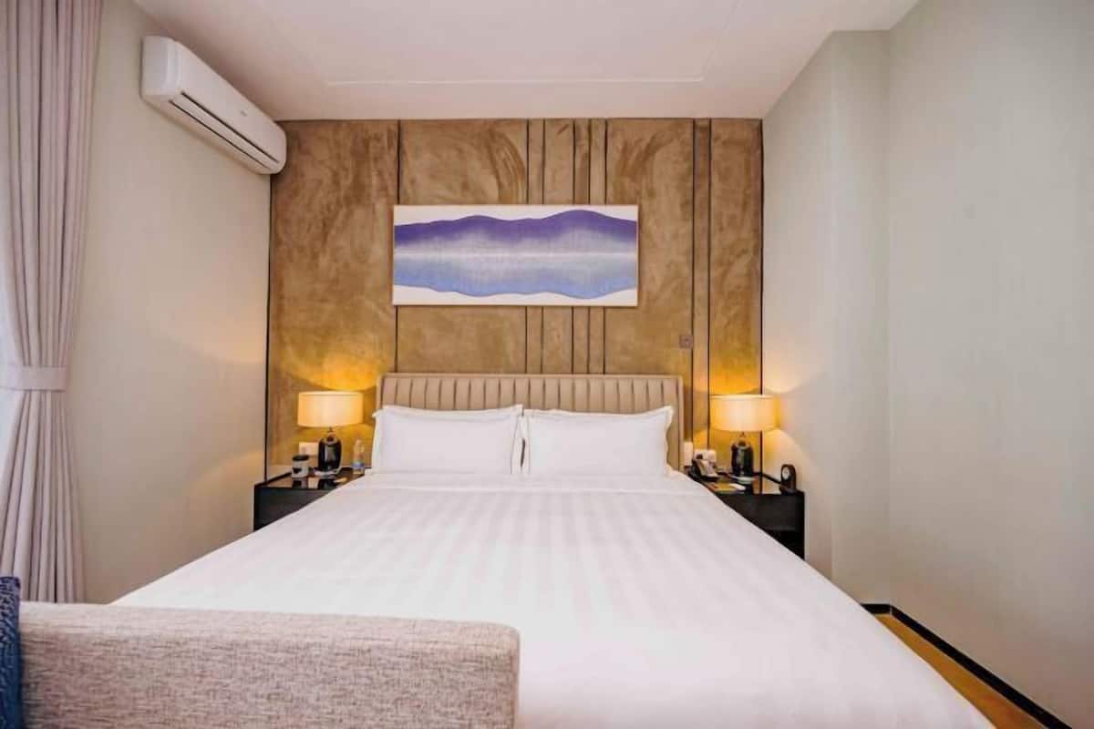 2 soveværelser, egyptiske bomuldslagner, premium-sengetøj, dundyner