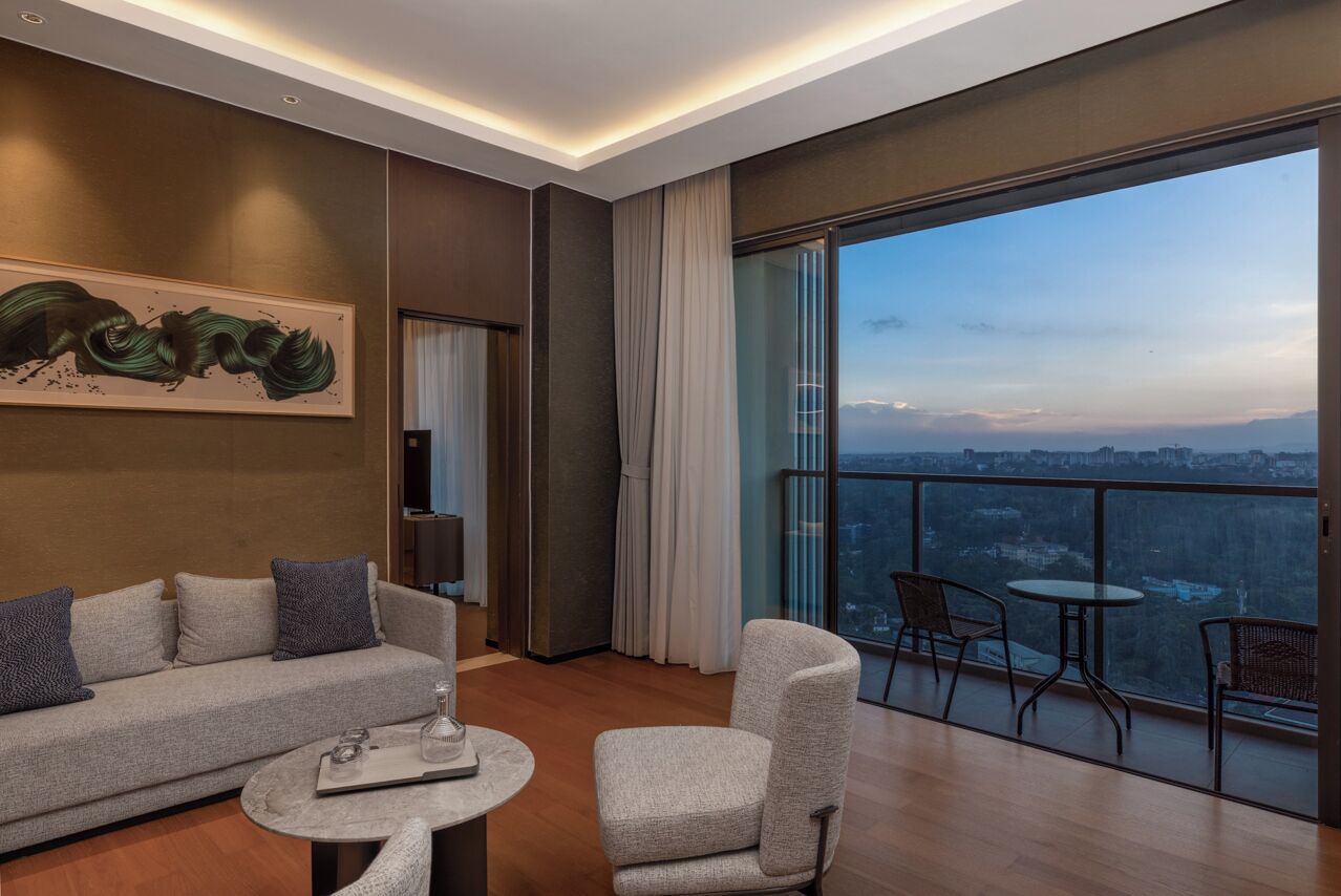 Four Bedroom Penthouse | Living area | 43-inch Smart TV with satellite channels, TV