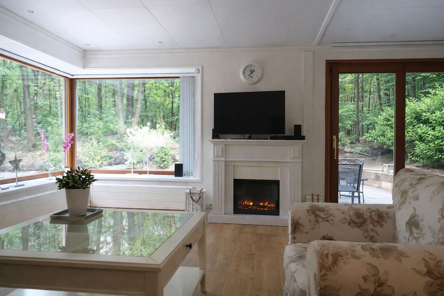 Télévision, cheminée, lecteur de DVD