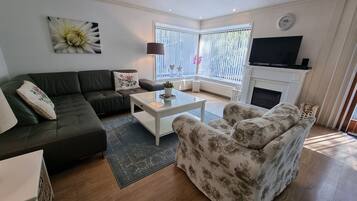 Fernseher, Kamin, DVD-Player