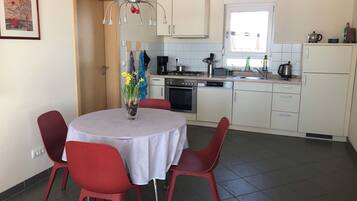 Fridge, oven, dishwasher, coffee/tea maker