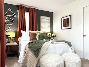 2 bedrooms, desk, iron/ironing board, travel cot